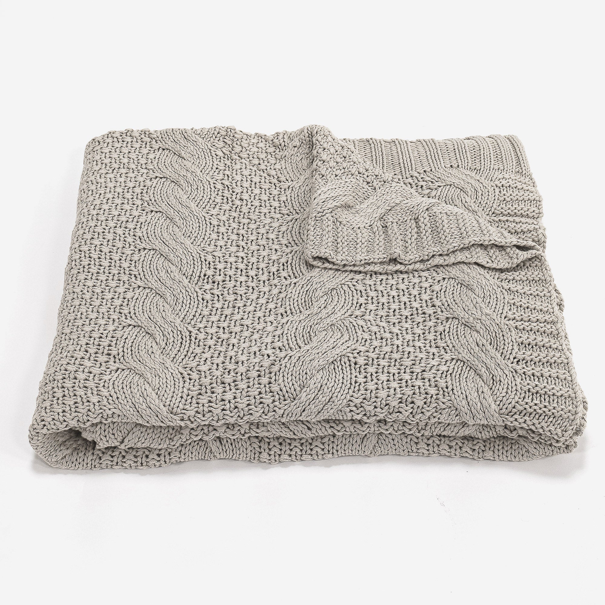 Kuscheldecke / Tagesdecke - Gestrickte Cable Creme - Image 3