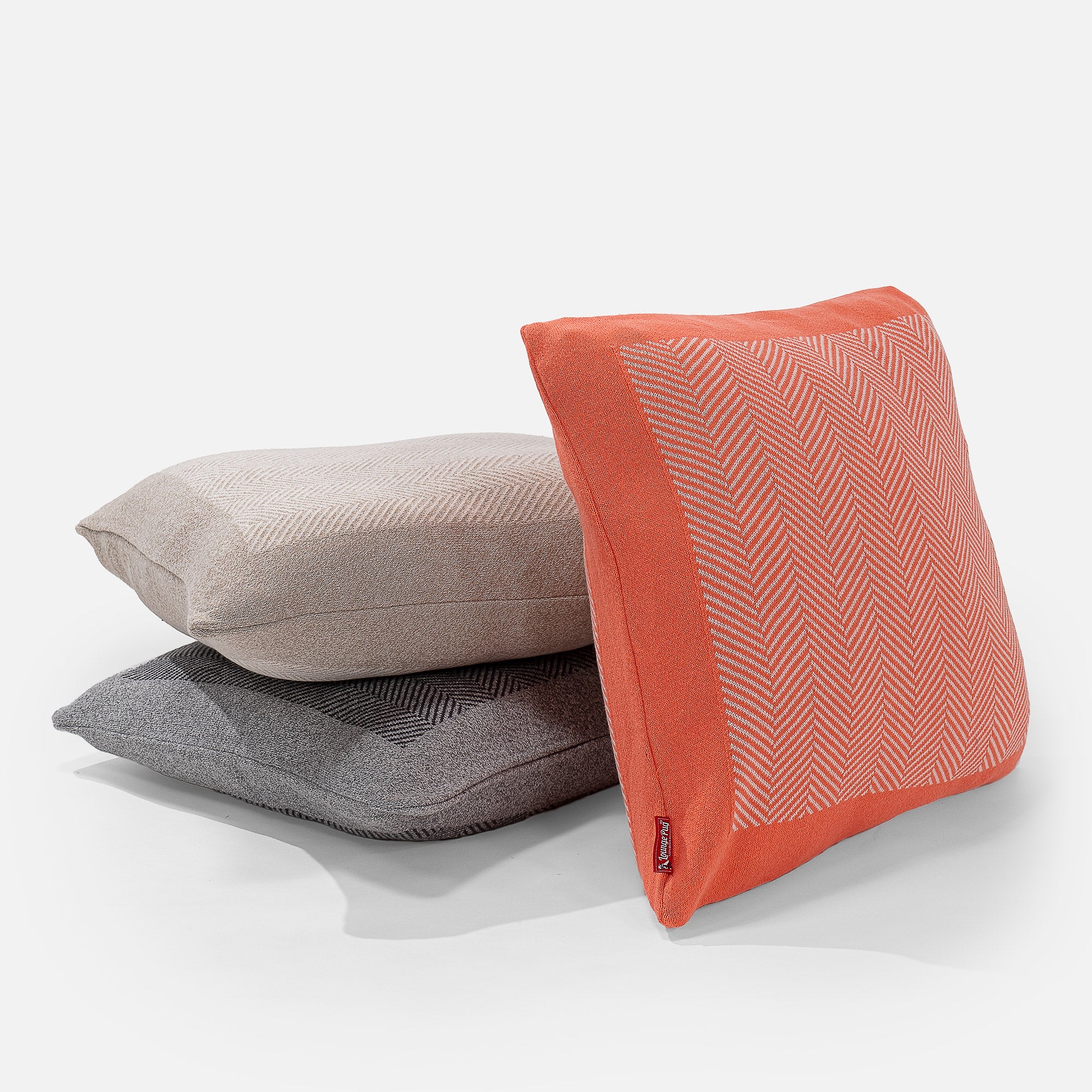 Dekokissen / Sofa Kissenbezug 47 x 47cm - Gestrickte Fischgrätenmuster Stein - Image 3