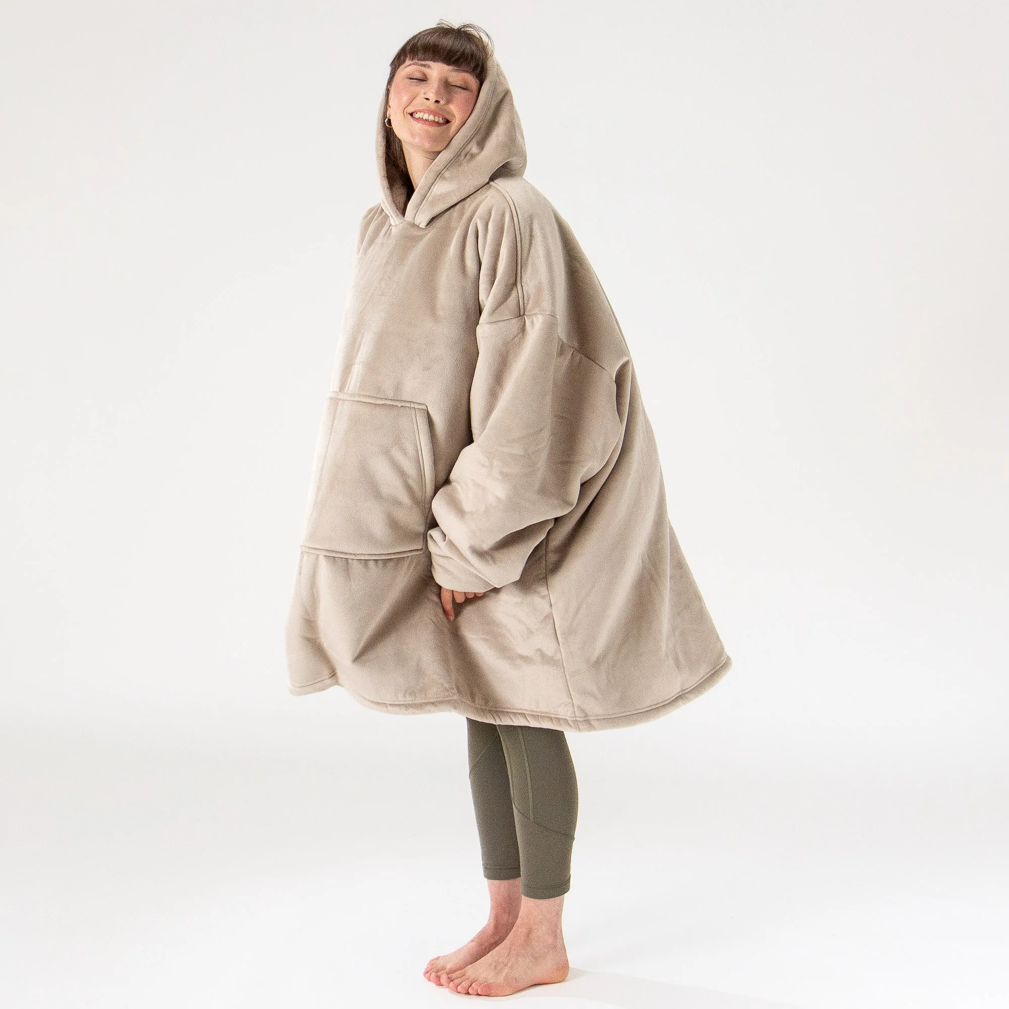 Hoodie Decke für Erwachsene - Fleece Crème / Nerzfarben - Image 3