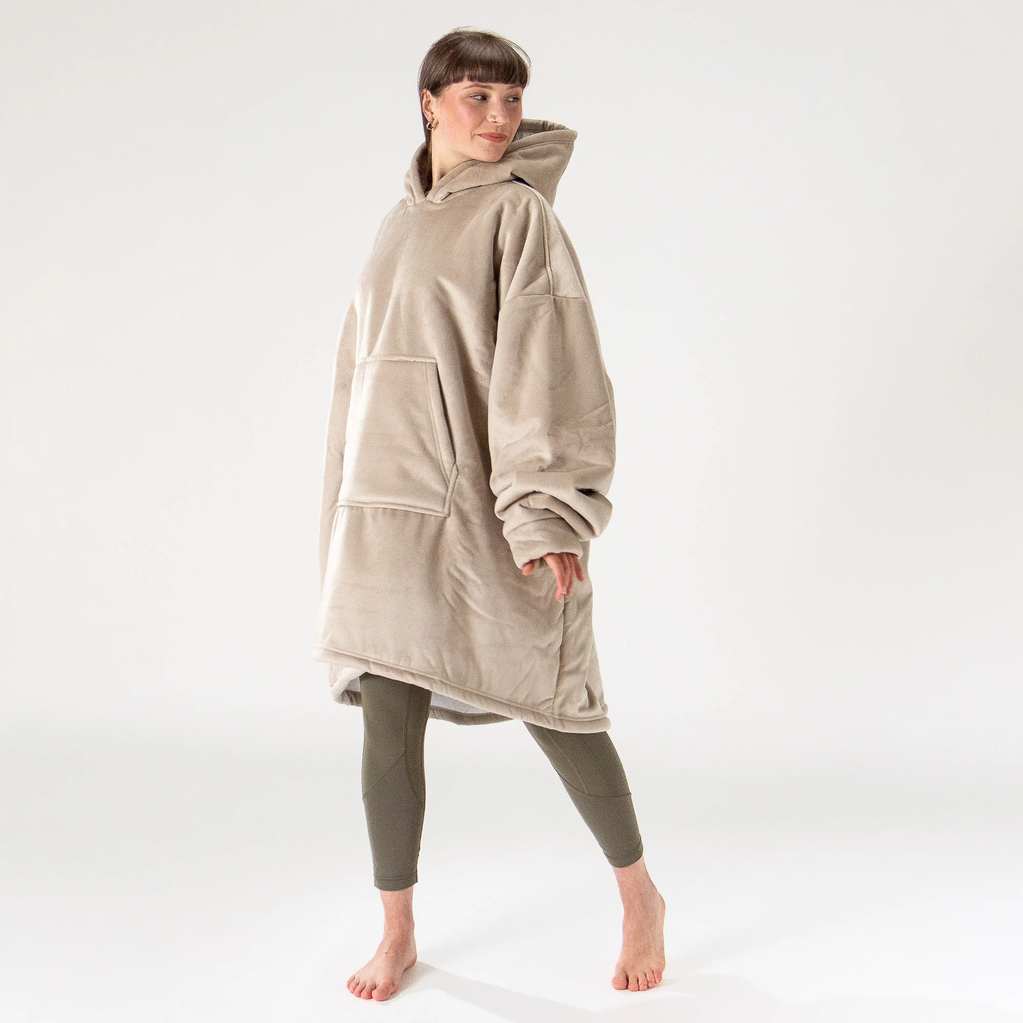 Hoodie Decke für Erwachsene - Fleece Crème / Nerzfarben - Image 4